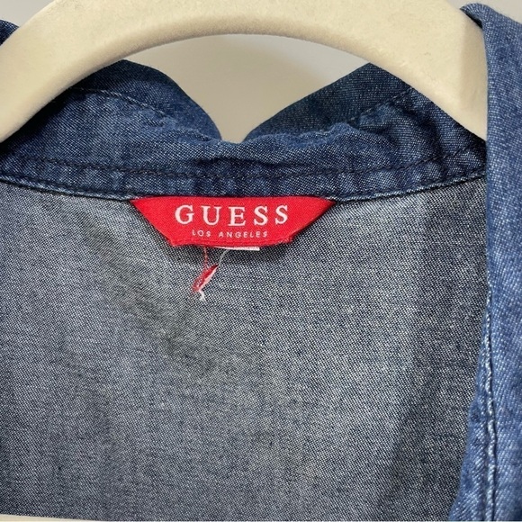 [M] Guess Women’s Cold-Shoulder Long Shoulder Button-Down Denim Style Midi Dress - Picture 7 of 7